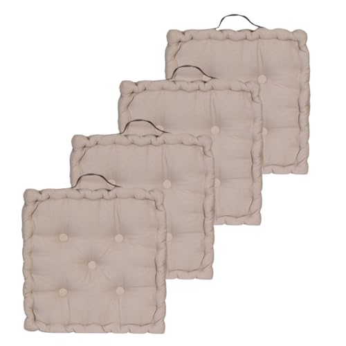 Atout Ciel 4 Floor Cushions 40 x 40 cm with Contrast Handle Taupe