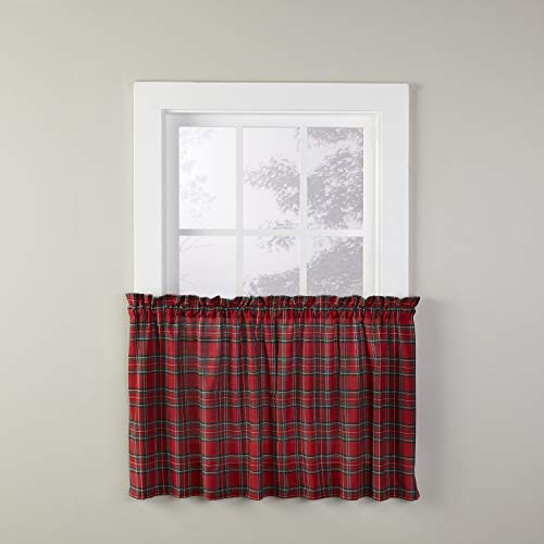 SKL Home by Saturday Knight Ltd. Fireside Plaid Curtain Tier Pair, 57 Inches x 36 Inches, Red, 2 Pack