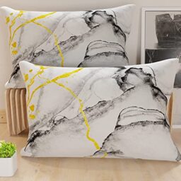 PETTI Artigiani Italiani - Pair of Pillow Cases 40 x 145 cm in Microfibre, Cushions for Bedroom Furniture, Sofa, Living Room, Set of 2 Cushion Covers, Grey Marble Pillowcase, 100% Made in Italy