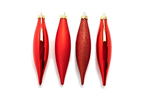 Ornamental Glass Olives, 4 Assorted, Red