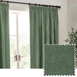 Yard Heavy Chenille Pencil Pleat Curtain Pair (Eucalyptus, 168 x 137 cm)