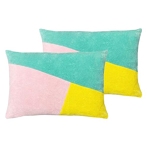 furn. Morella Feather Filled Cushions Twin Pack, Mint/Pink/Lemon, 40 x 60cm