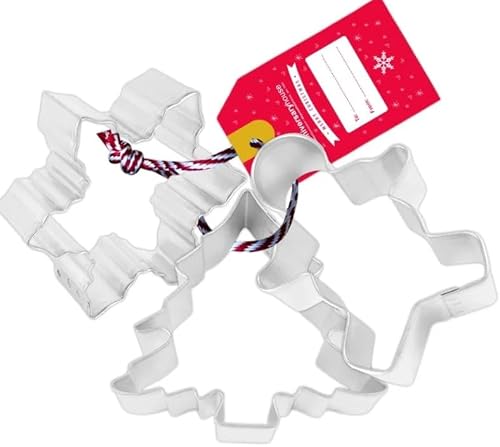Anniversary House Christmas 3 Piece Cookie Cutter Set, Stainless Steel, Xmas Tree, Snowflake and Gingerbread Man Biscuit Sandwich Cutters, K0022, Silver