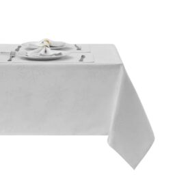 HomeJoy White Silver 52x70 Oblong Christmas Sparkling Snowflake Tablecloth - Waterproof, Stain Resistant, Wrinkle Free, Rectangle, Outdoor, Table Cover, Dining, Party, No-Iron Soil Resistant Woven