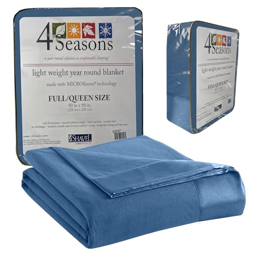 Thermee All Seasons Lightweight Sheet Blanket, Machine Wash & Dry, No Pilling, 100% Micro Flannel Polyester, Country Blue, Full/Queen