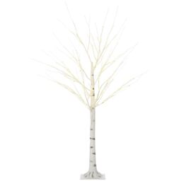 HOMCOM 5ft Artificial White Birch Tree Light Warm White Pre-Lit LED Light