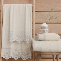 PETTI Artigiani Italiani - 100% Cotton Terry Bath Towels, 1+1 Towel Set, 2 Pieces, 1 Face Towel and 1 Hand Towel, Ivory