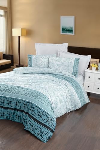 Nuit Des Rêves Luxurious Mint Satin Quilt Cover Set (135 x 200 cm), 100% Cotton, 210 Thread Count, Machine Washable, Includes 1 Pillowcase, Elegant & Comfortable Bedding