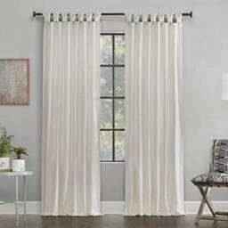 "Archaeo Twist Tab Curtain, Cotton, Ivory, 52"" x 84"""