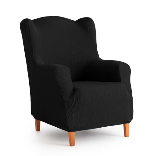 MAXIFUNDAS - Elastic Sofa Cover Wingback Armchair Black ??? Extra Soft, Non-Slip and Elastic Sofa Cover ??? Elastic Sofa Cover Model Inca
