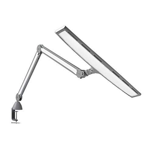 Daylight Company Luminos LED Task Lamp: 6000K, 4500 Lux, 3 Brightness Levels, Extra-Wide Light Spread, 112cm Long Reach Arm for Desks & Workbenches, High CRI 95+, White