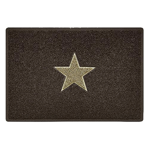 Nicoman STAR Door Mat|Entrance Barrier Dirt-Trapper Floor Mat|Patio Garden Conservatory Doormat|Indoor Outdoor Matt|Brown with Beige Star,Large 90x60cm/3x2ft