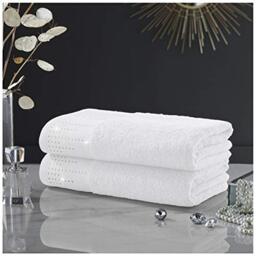 GAVENO CAVAILIA Luxury 2PK Abington Towel Set, 100% Cotton Soft & Cosy Bathroom Accessory, White, Bath, 41362777