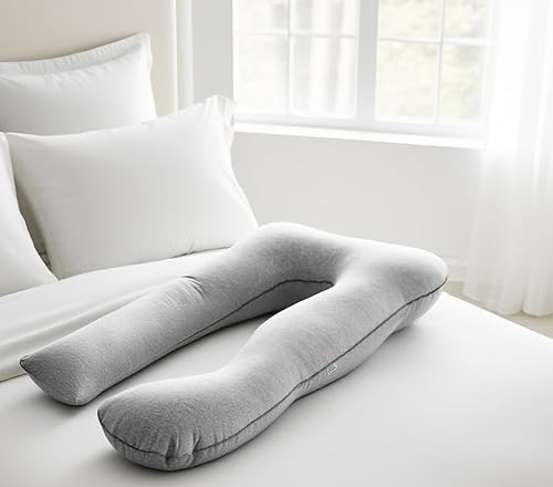 GC GAVENO CAVAILIA Pregnancy Pillow for Sleeping - U Shaped Maternity Pillow with Removable Cover, Full Body Support for Belly & Legs, Long Body Pillow for Pregnant Women - (140x68x18 cm),Grey