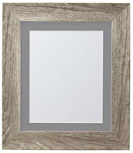 FRAMES BY POST Hygge Picture Photo Frame, Grey Ash with Dark Grey Mount, 16 x 12 Image Size 12 x 8 Inches