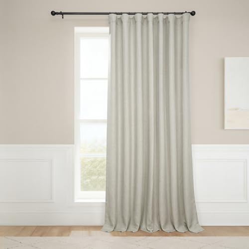 HPD Half Price Drapes Faux Linen Room Darkening Curtains - 96 Inches Long Extra Wide Luxury Linen Curtains for Bedroom & Living Room (1 Panel), 100W X 96L, Oatmeal