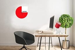 Homemania Slice Round Wall Clock for Living Room, Kitchen, Office, Red, White, Black Metal, 40 x 0.15 x 40 cm