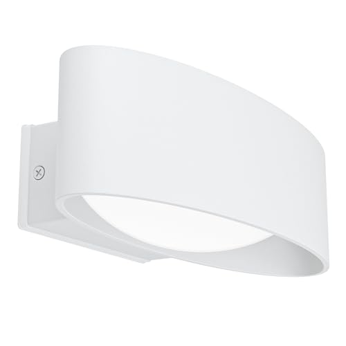 Eglo LED Outdoor wall lamp Chinoa, 1 Flame Outdoor lamp, Outside wall Light Made of White Metal and Transparent Plastic, Warm White, IP44