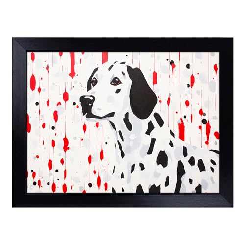 Lap Tray with Bean Bag Cushion, Dalmatian Minimalism - Handmade in the UK, Raised Wooden Edge, Padded Cushion, Heat-Resistant Wipe-Clean Surface, for Meals, Laptops and Crafts