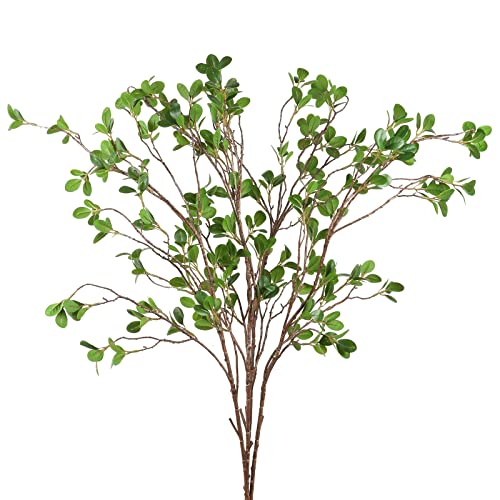 EDIMENS 4 Packs 41.7 Inch Artificial Branches Eucalytus Stems Faux Stems Green Branches Faux Ficus Twig Stems Leaf Greenery Stems Faux Branches for Vase Garden Home Office Shop Wedding Decoration