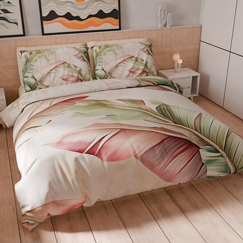 PETTI Artigiani Italiani - Maxi Single Duvet Cover Set 155 x 220 cm (1 Pillowcase 80 x 80 cm Included), Microfibre Duvet Cover Set with Digital Floral Print 25 191 - Made in Italy