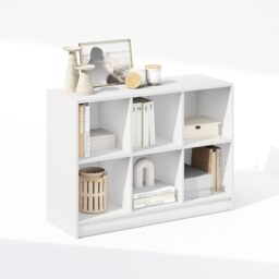Furinno BASIC Book Shelf, 3x2 Bookshelf, Cube Organizer Cabinet Bookcase with Shelf Storage, 30.23 x 80.26 x 59.94 cm, for Living Room, Bedroom, Home Office, White