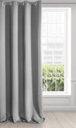 Eurofirany LOGAN Extra Long Blackout Curtain - 1 Unit. Eyelets, Light blocking, Room Darkening Bedroom Living Room, W55 x L106, Silver
