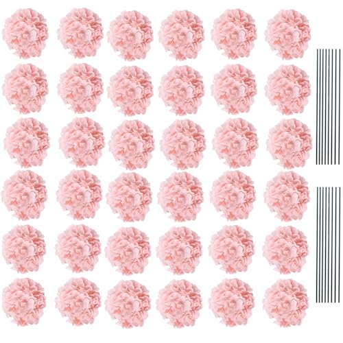 AVIVIHO 35Pcs Blush Hydrangea Artificial Flowers with Stems,Realistic Silk Hydrangeas Bouquet Fake Flowers for Wedding Decor, Table Centerpieces, Baby Shower, Arch,Home Office Party Decoration