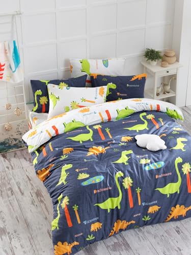 Nuit Des Rêves Elegant Double Quilt Cover Set (200 x 200 cm), Dark Blue, 65% Cotton/35% Polyester, 2 Pillowcases (80 x 80 cm), Machine Washable, Button Closure