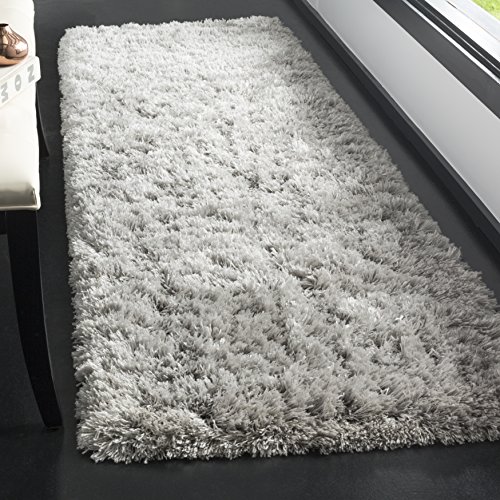 Safavieh Shag Rug for Living Room, Dining Room, Bedroom - Polar Shag Collection, Short Pile, in Silver, 69 X 244 cm