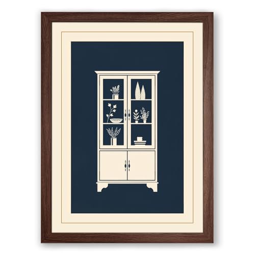Cabinet of Treasures Art Deco Framed Wall Art Print A1 (84.1×59.4cm) Walnut, Wall Decor for Living Room, Bedroom, Office & Home, Ready to Hang, Art Gift