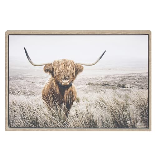 Lesser & Pavey Highland Cow Wall Art for Living Room Decor & Bedroom Walls - Stylish Canvas Wall Art for Home Decor & Decorative Home Accessories - Lovely Birthday Gifts for Women & Men