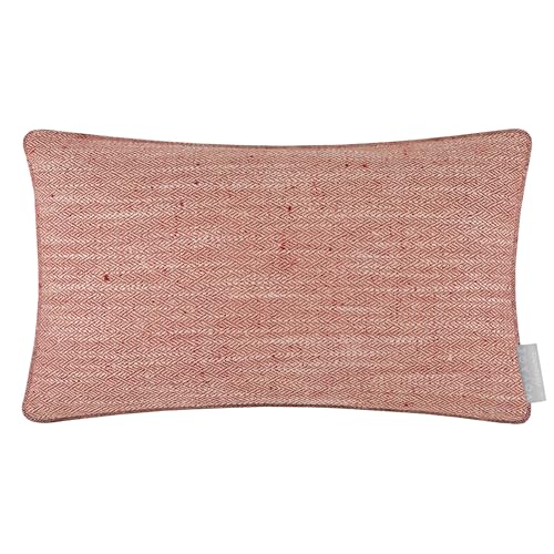 Voyage Maison Jedburgh Feather Filled Cushion – Herringbone Textured Woven Artisan Country Décor (Garnet - 30x50cm)