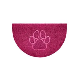 Nicoman Embossed Halfmoon Half Circle Door Mat Dirt-Trapper Jet-Washable Doormat 70x44cm (Pink, PAW Shape) - Use Indoor or Sheltered Outdoor