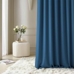 ROOM99 Aura Curtain with Rod Pocket 180 x 280 cm Width x Height, Window Decoration, Curtains and Interior Draperies for Living Room, Bedroom, Modern Smooth Dark Blue, 1 Piece