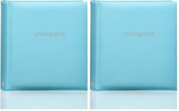 Photo Album Slip In Case Book-bound Memo Album for 200 Photos 6'' x 4''/ 10x15 cm By Arpan (Blue) (Pack of 2)
