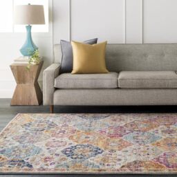 Livabliss Sicily Vintage Rug - Area Rugs Living Room 140x200 cm, Dining Floor, Kitchen, Traditional Multicoloured Boho Style, Easy Care Pile, Bohemian Large Rug, Mustard, Orange, Burgundy and Blue