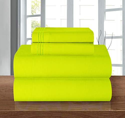 Elegant Comfort Luxury Soft 1500 Thread Count Egyptian Quality Wrinkle/Fade Resistant Duvet Cover Set 3 Piece Modern Queen Lime