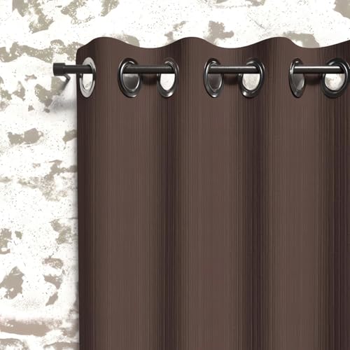 Soleil d'ocre, Boheme Blackout Curtain with Eyelets 135 x 180 cm Brown