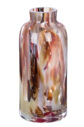GILDE GLAS art Decorative Vase Flower Vase - Glass Vase Made of Coloured Glass - Decorative Living Room Gift for Women Height 22 cm Brown Red