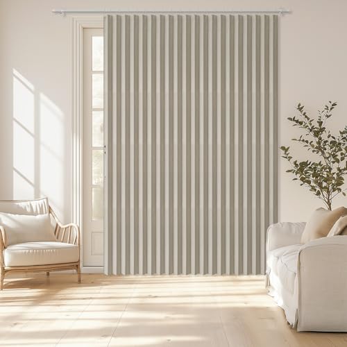 "AJAZZ 100% Blackout Door Curtains Fabric Folding Curtain Accordion Wardrobe Curtain Invisible Suitable for Family, Hotel, Homestay and Other Doorways(Cream White, 98"" W x 106"" L) 1 Panel"