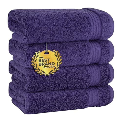 Cotton Paradise Hand Towels for Bathroom, 100% Cotton Turkish 4 Piece Hand Towel Set, Soft Absorbent Face Towels Clearance Set, Purple Hand Towels