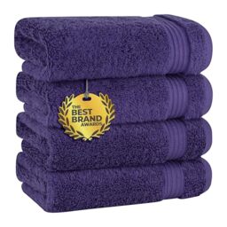 Cotton Paradise Hand Towels for Bathroom, 100% Cotton Turkish 4 Piece Hand Towel Set, Soft Absorbent Face Towels Clearance Set, Purple Hand Towels