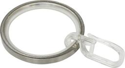 GARDINIA Curtain Rings for Curtain Rods Diameter 25 mm with Sliding Insert and Curtain Hooks, Pack of 10, Width 4 mm, Metal, Stainless Steel Look