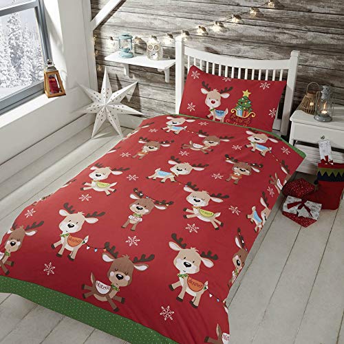 Rapport Home Rudolph & Friends Duvet Cover Set, Polycotton, Red, Double