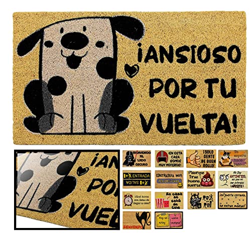 LUCA HOME Original and Funny Natural Coconut Entrance Door Mat 40 x 70 cm Ideal for Exterior Doors, Hallways and Driveways