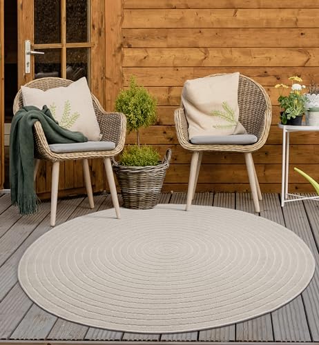 Mia's Zoey Rugs Living Room Bedroom Rug - Cream - in 160 cm Round Polypropylene
