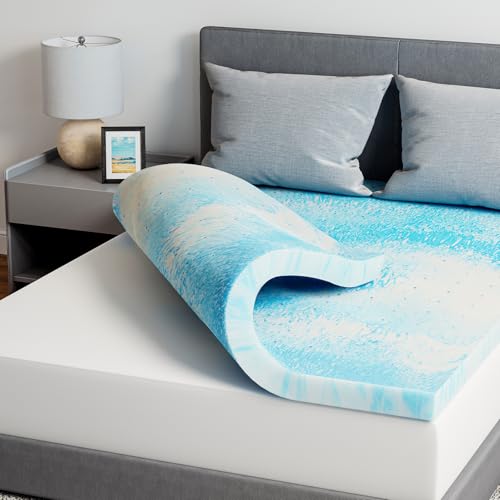 Novilla Queen Memory Foam Mattress Topper 7.5cm Cooling Gel Infused, Ventilated Pressure Relief Pad, Medium Comfort for Sofa, RV, Dorm