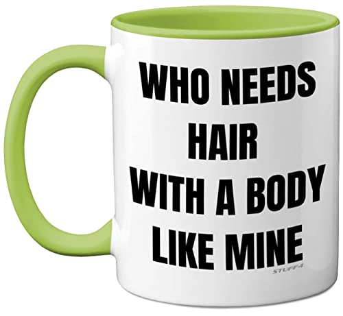 Stuff4 Bald Mug, Funny Baldi Mugs for Him - Novelty 11oz Green Ceramic Dishwasher Safe Birthday Gifts for Men, Dad, Christmas, Father's Day