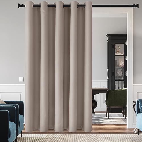 DWCN Room Divider Curtain Total Privacy Thermal Blackout Curtain for Patio Door, Living Room, Bedroom Partition and Shared Office Space, 1 Grommet Curtain Panel, 8.3ft Wide x 7ft Tall, Camel